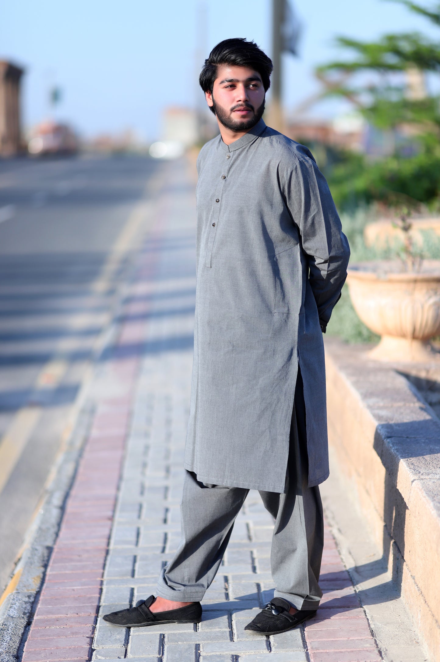 Grey Khaddar Shalwar Qameez