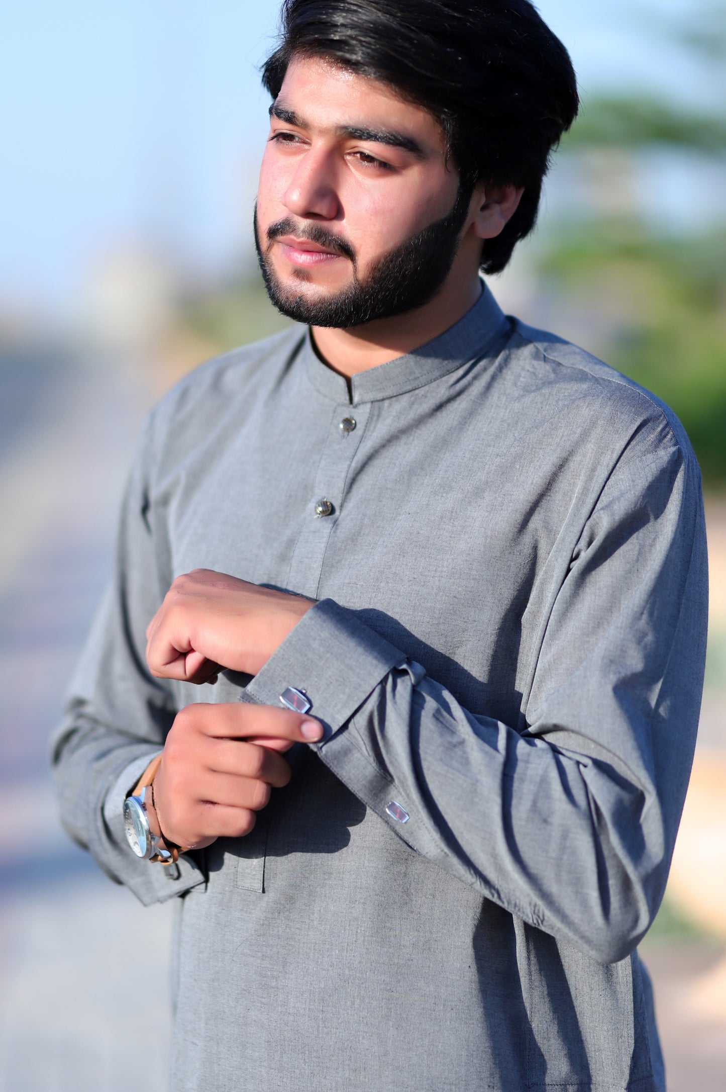 Grey Khaddar Shalwar Qameez