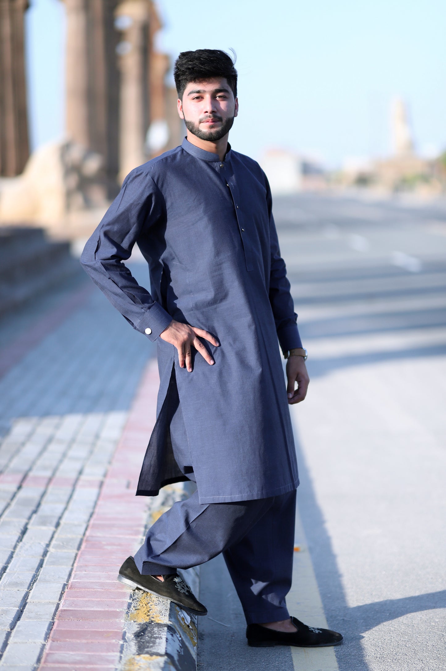 Dark Blue Khaddar Shalwar Qameez