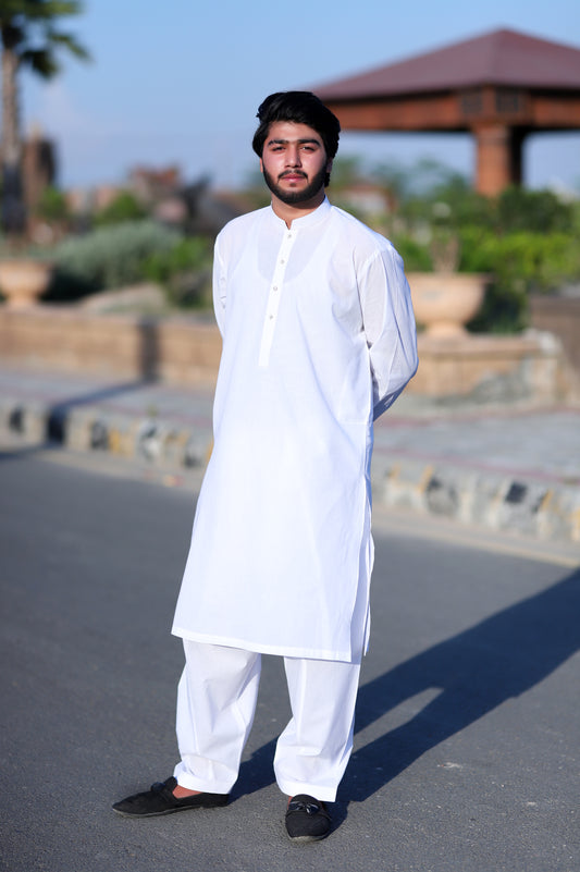 White Khaddar Shalwar Qameez