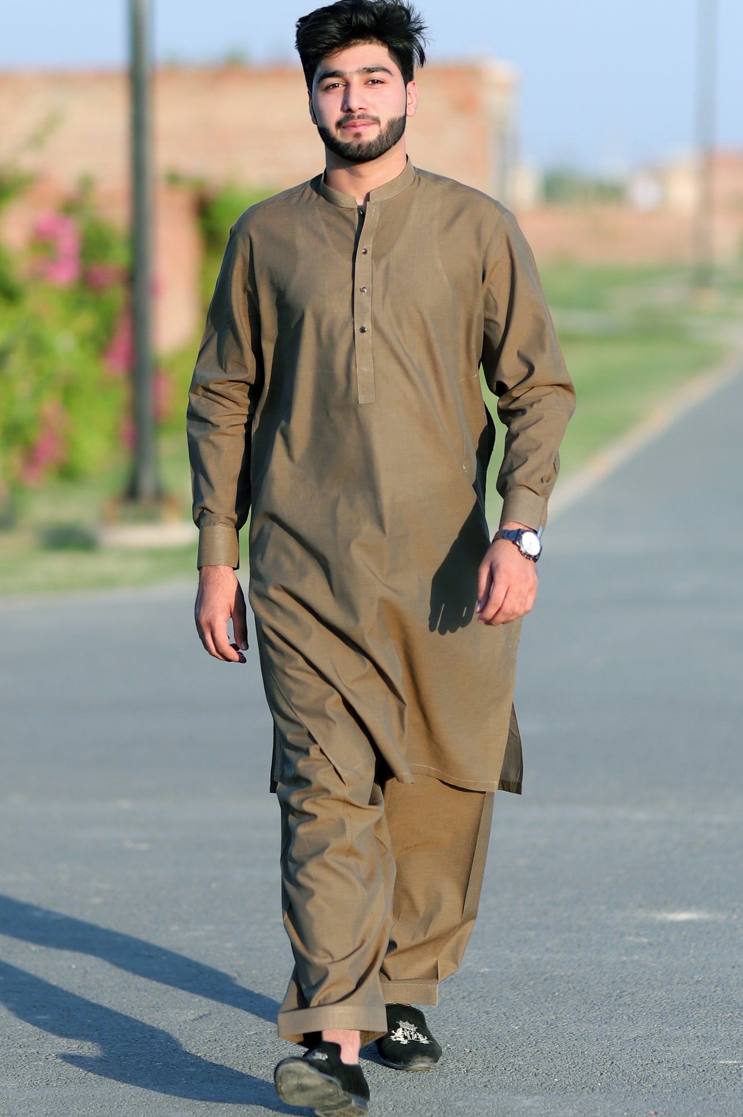 Brownish Green Khaddar Shalwar Qameez