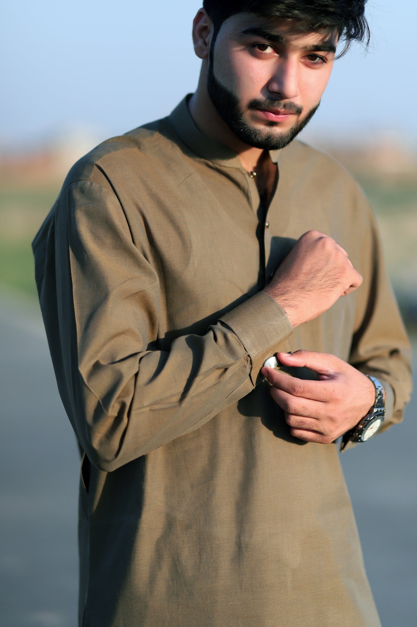 Brownish Green Khaddar Shalwar Qameez